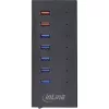 InLine USB 3.2 Gen.1 7-poorts hub aluminium behuizing met 2,5A voeding, zwart