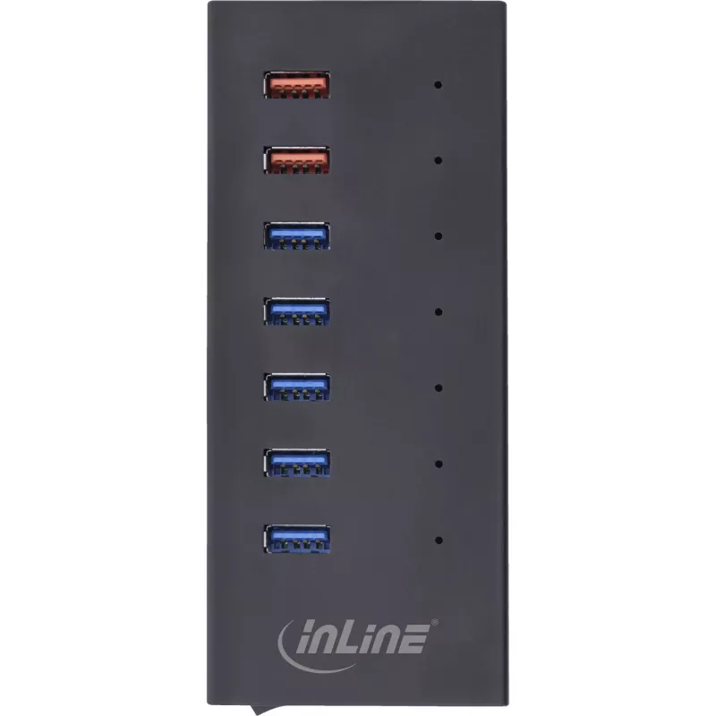 InLine USB 3.2 Gen.1 7-poorts hub aluminium behuizing met 2,5A voeding, zwart