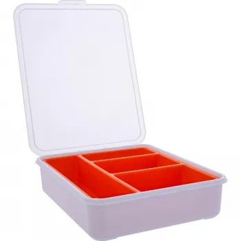 InLine onderdelenbox, 4 vakken, 180x140x40mm, oranje