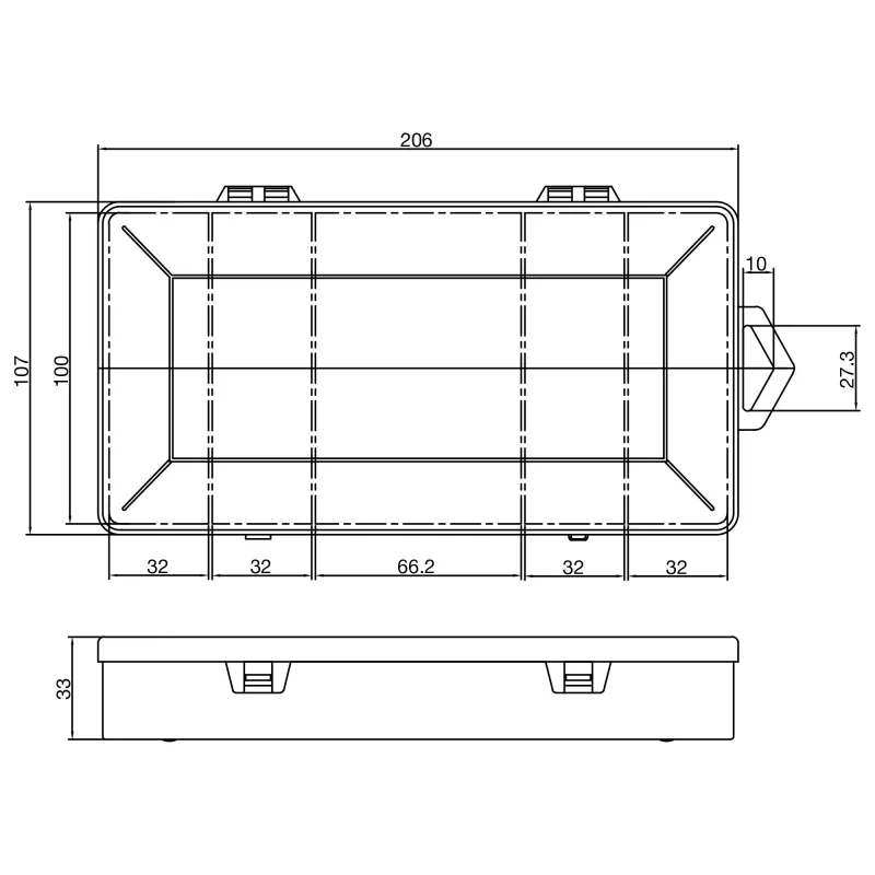InLine onderdelenbox, 5 vakken, 206x107x33mm, transparant