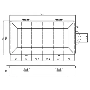 InLine onderdelenbox, 6 vakken, 206x107x33mm, transparant