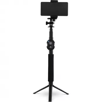 InLine selfiestick 4 poten met mini-statief aluminium zwart max. 0,75 m