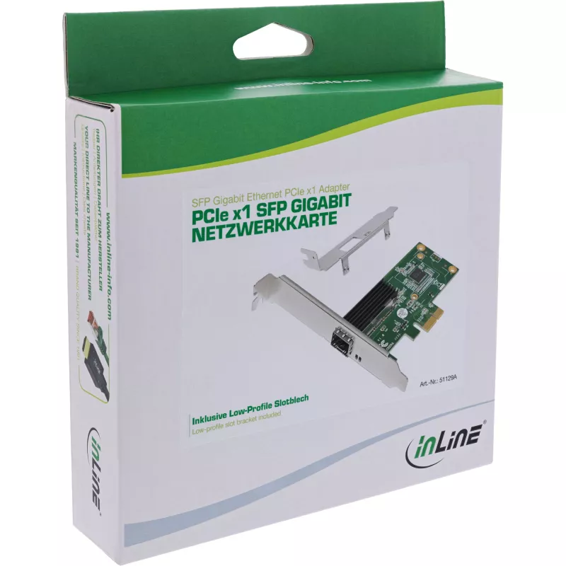 InLine Gigabit-netwerkkaart, 1x SFP, PCIe x1, incl. low-profile-beugel