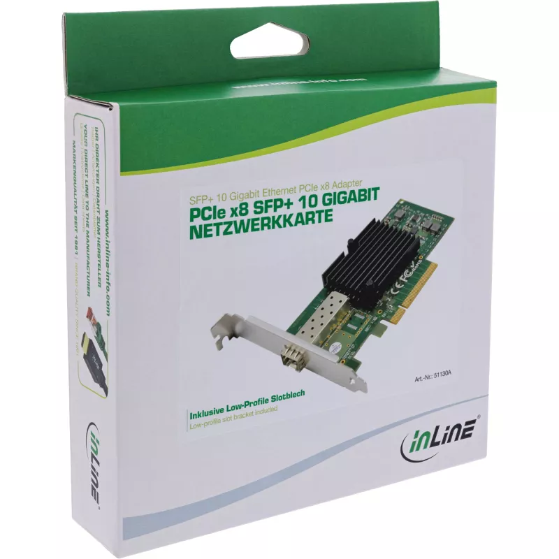 InLine 10 Gigabit netwerkkaart, 1x SFP+, PCIe x8, incl. low-profile-beugel