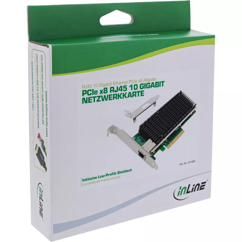 InLine 10-Gigabit-netwerkkaart, 1x RJ45 10Gb/s, PCIe x8, incl. LP-beugel