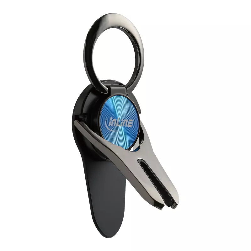 InLine smartphone 3-in-1 autohouder, standaard, fingerhouder, blauw
