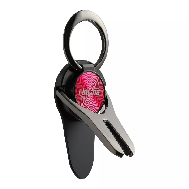 InLine smartphone 3-in-1 autohouder, standaard, fingerhouder, rood