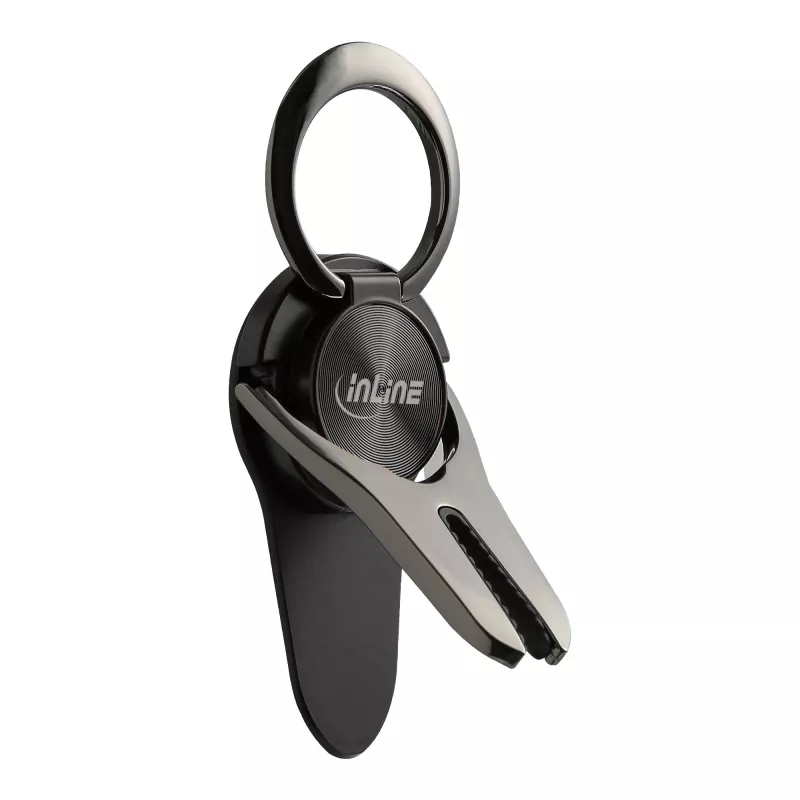 InLine smartphone 3-in-1 autohouder, standaard, fingerhouder, zwart