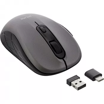 InLine muis 3-in-1, Bluetooth + 2x 2,4 GHz, 5 knoppen, optisch, grijs/zwart