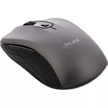 InLine muis 3-in-1, Bluetooth + 2x 2,4 GHz, 5 knoppen, optisch, grijs/zwart