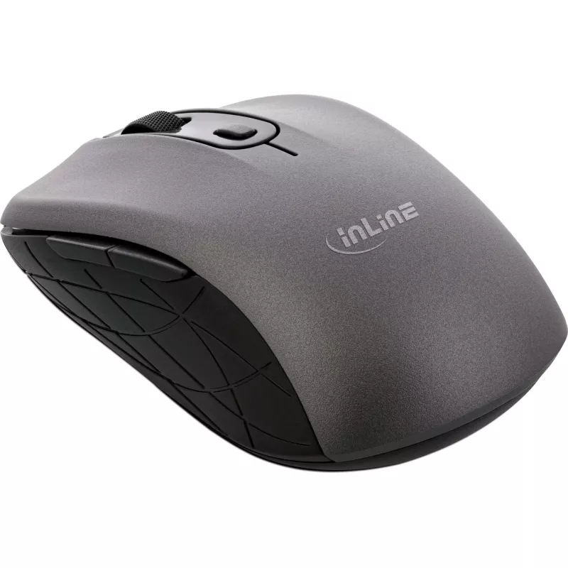 InLine muis 3-in-1, Bluetooth + 2x 2,4 GHz, 5 knoppen, optisch, grijs/zwart