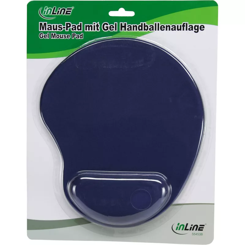 InLine muispad, polssteun van gel, 230 x 205 x 20 mm, blauw