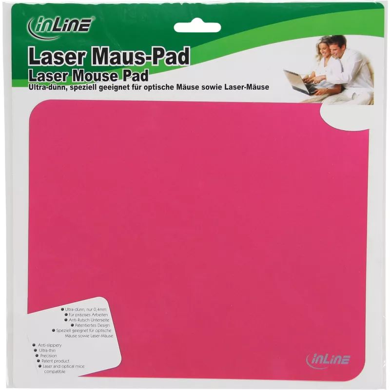 Muispad InLine 55456R laser ultradun rood 220x180x0,4mm