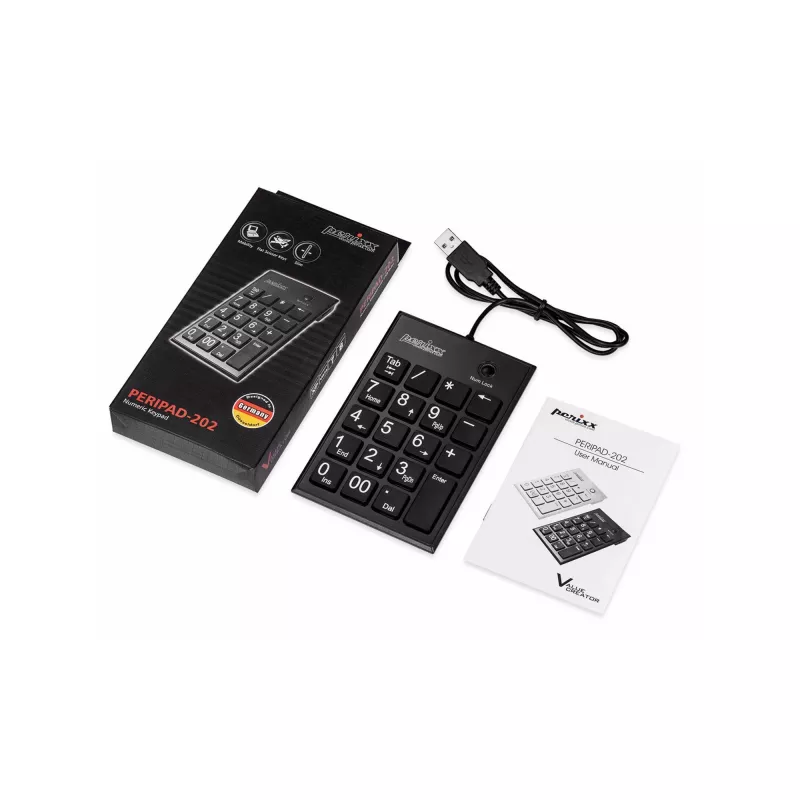 Perixx PERIPAD-202U numeriek toetsenblok USB-A zwart (57161E)