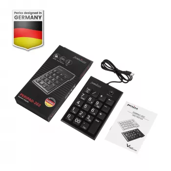 Perixx PERIPAD-202C numeriek toetsenblok USB-C met 2x USB-A-hub zwart (57161I)