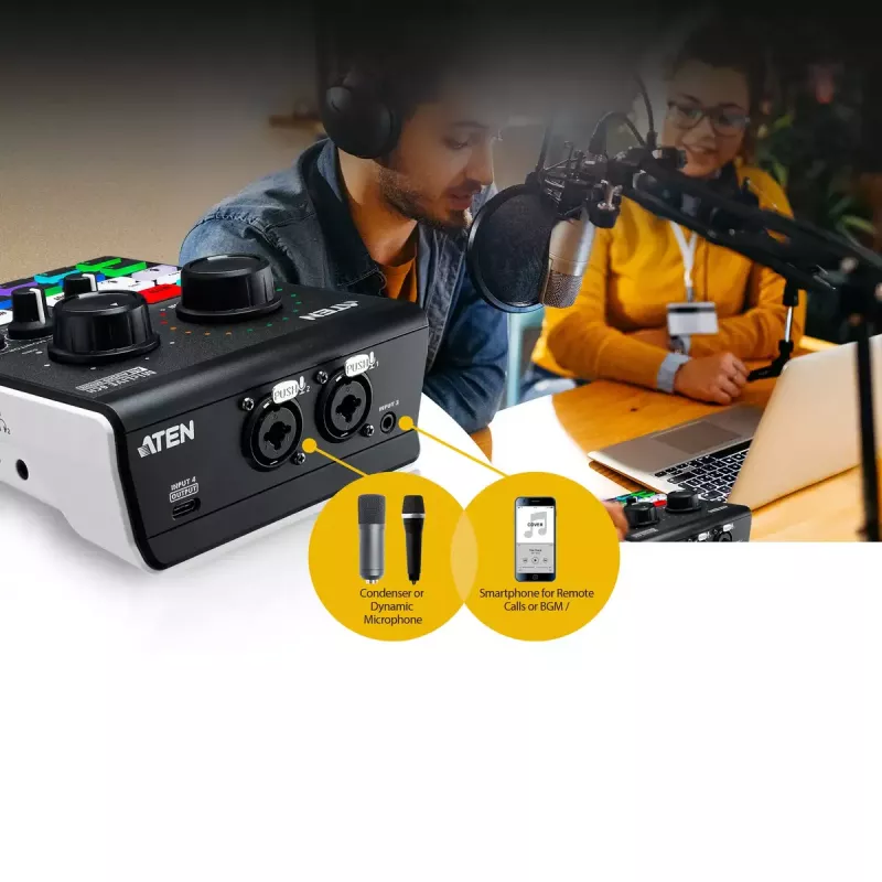 Audiomixer ATEN MicLIVE 6-CH 6 kanalen 24 bit 96 kHz