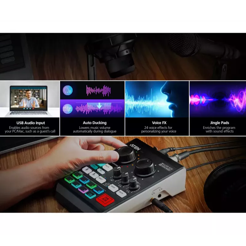 Audiomixer ATEN MicLIVE 6-CH 6 kanalen 24 bit 96 kHz