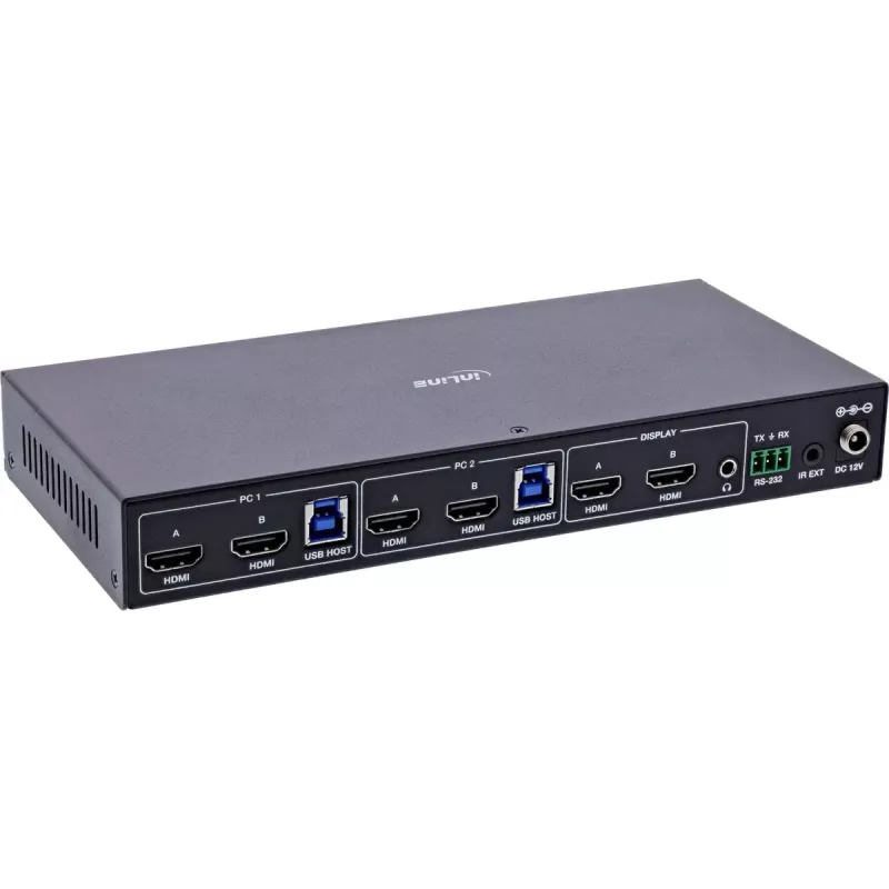 InLine 57885F KVM-switch, 2-voudig, HDMI, 4K60Hz, dubbele monitor