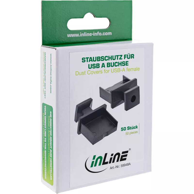 Stofkapjes voor USB-A-bus InLine 59948A zwart 50 stuks