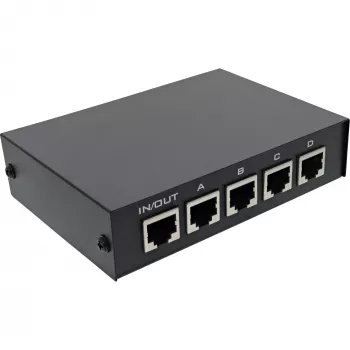 InLine RJ45-schakelaar handmatig 1 naar 4, 5x RJ45-bus Fast Ethernet