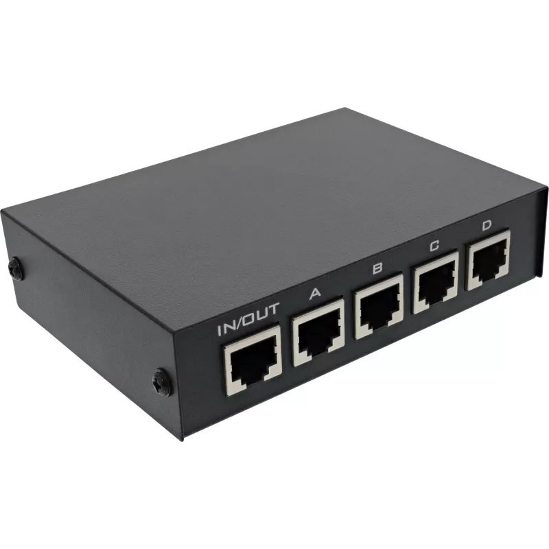 InLine RJ45-schakelaar handmatig 1 naar 4, 5x RJ45-bus Fast Ethernet