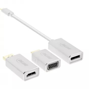 InLine USB-displayconverterset 6-in-1, 4K/60Hz zilver