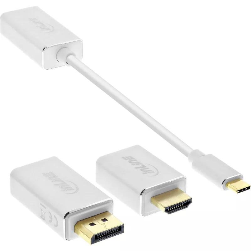 InLine USB-displayconverterset 6-in-1, 4K/60Hz zilver
