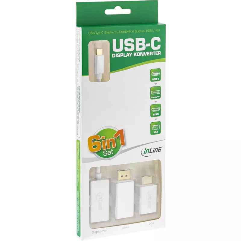 InLine USB-displayconverterset 6-in-1, 4K/60Hz zilver