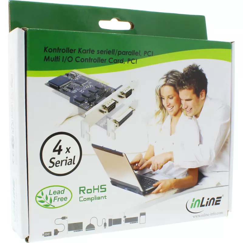 InLine PCI multi-I/O-controllerkaart 4 DB9 seriële aansluitingen