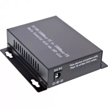 InLine netwerk-mediaconverter 10/100/1000 Mb/s TP naar SFP FO, SM, 20 km