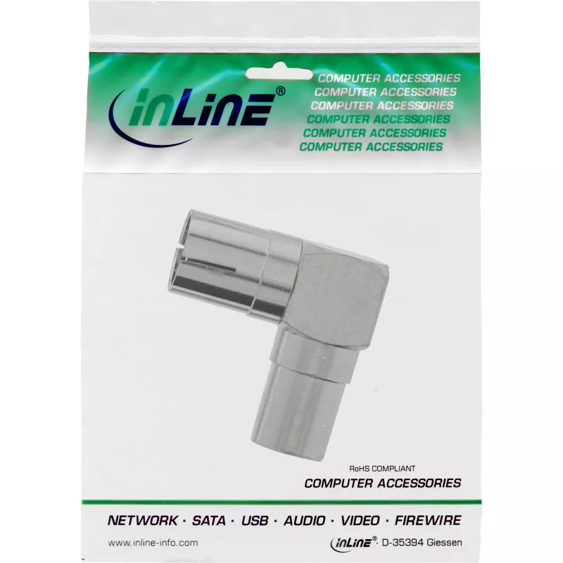 InLine antenne-coaxadapter IEC stekker naar bus haaks metaal 69915M