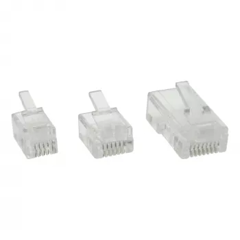 InLine modulaire stekker 6P4C RJ11 om te crimpen op ronde kabel, 10 st.