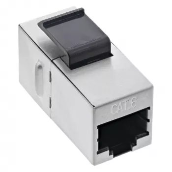 InLine RJ45-module bus-naar-bus SNAP-In Cat.6 STP, zwart/zilver