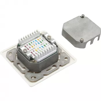 InLine Cat.6 aansluitdoos 2x RJ45 bus RAL9010 wit horizontaal