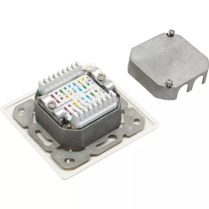 InLine Cat.6 aansluitdoos 2x RJ45 bus RAL9010 wit horizontaal