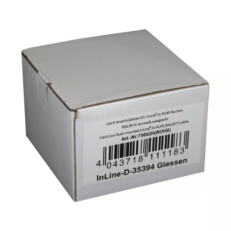 InLine Cat.6 aansluitdoos 2x RJ45 bus RAL9010 wit horizontaal