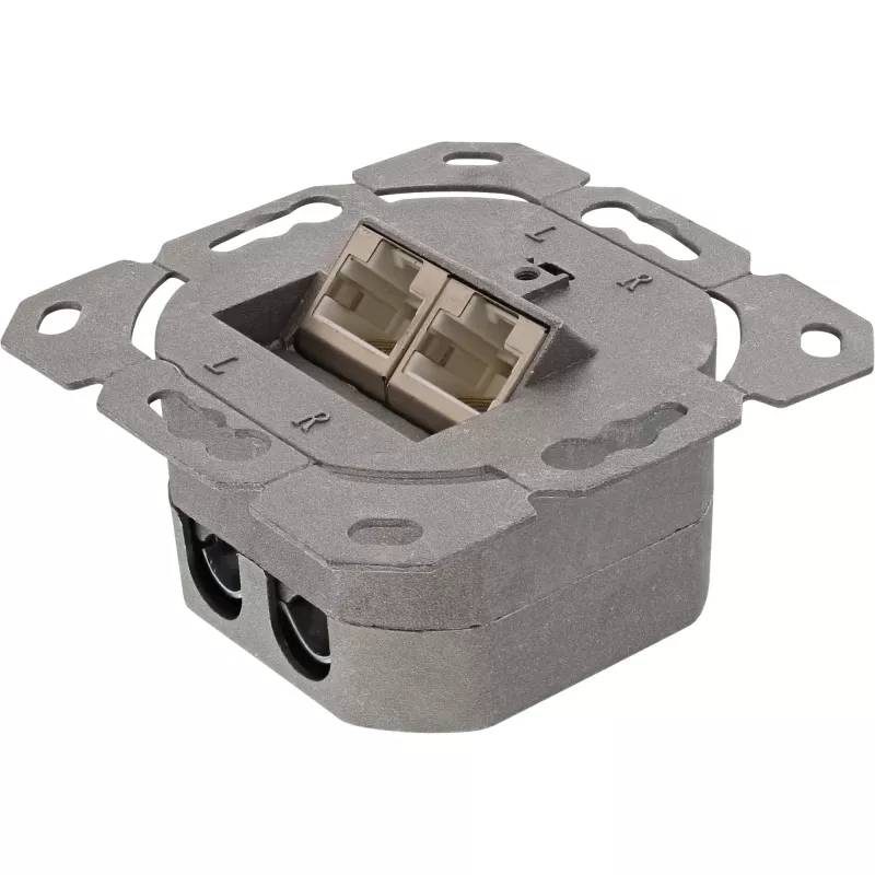 InLine 75602K wandcontactdoos, opbouw- of inbouwmontage, 2x RJ45 verticaal