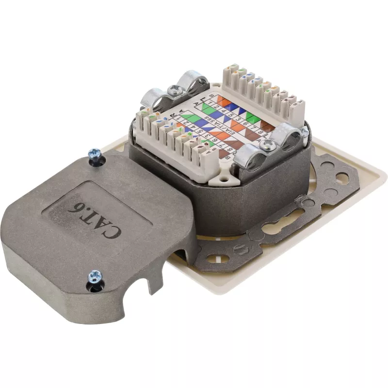 InLine 75602K wandcontactdoos, opbouw- of inbouwmontage, 2x RJ45 verticaal
