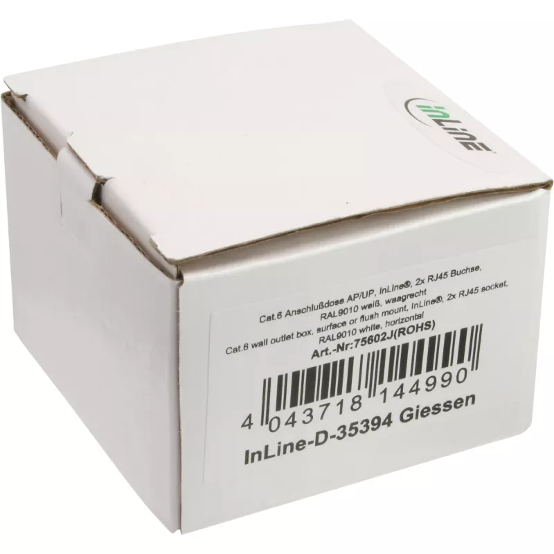 InLine 75602K wandcontactdoos, opbouw- of inbouwmontage, 2x RJ45 verticaal