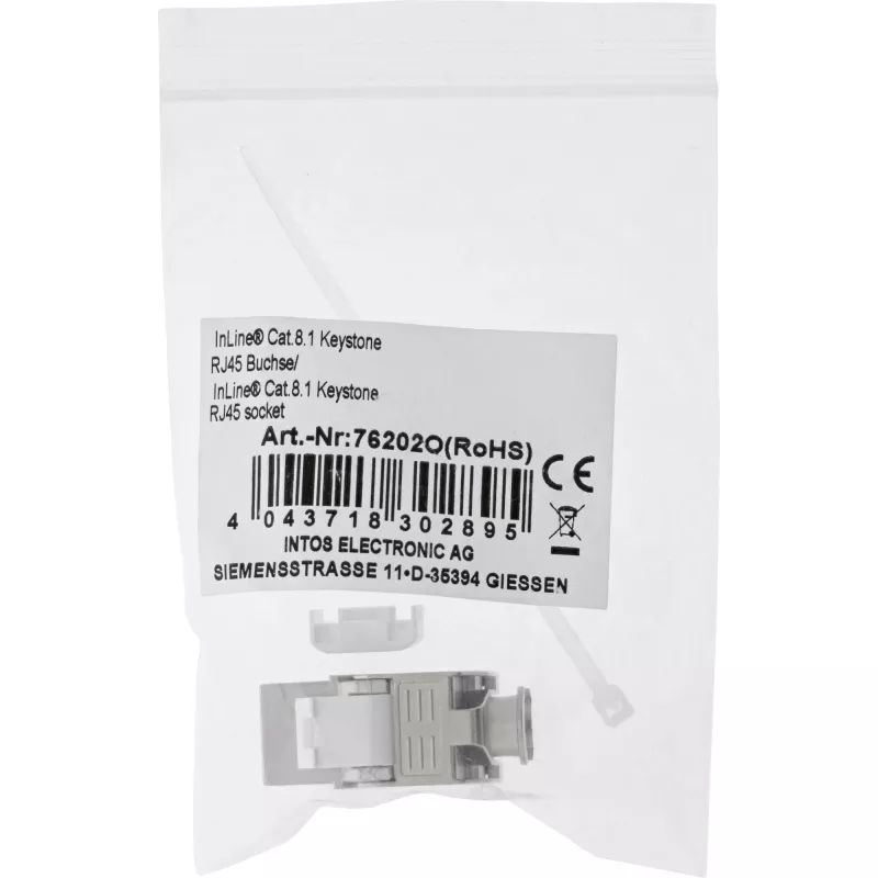 InLine RJ45 Keystone Jack Snap-In module Cat.8.1 plat metallisch 1 st.