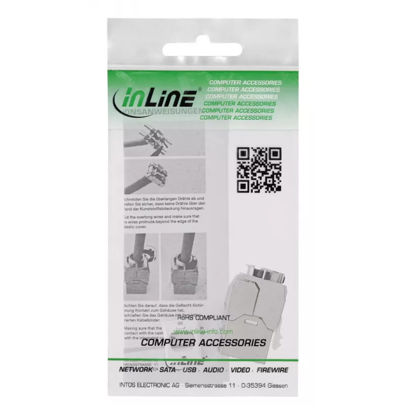 InLine Keystone RJ45 Jack slank, SNAP-In, Cat.6A, geïntegreerde kabelbinder