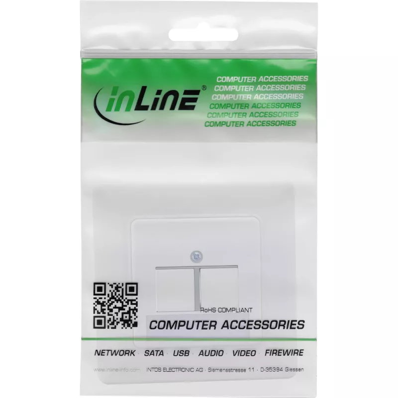 InLine framset voor 2x RJ45 Keystone SNAP-In 90°, wit RAL9010