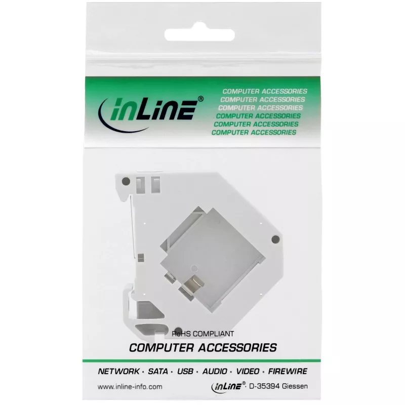 InLine Keystone-houder voor DIN-rail, 1-poort, lichtgrijs