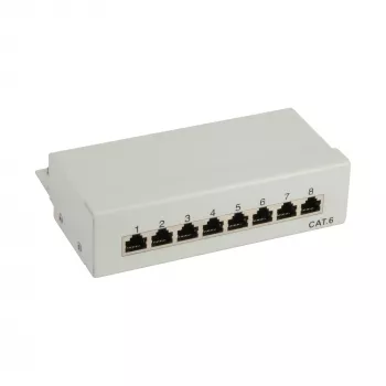InLine Patchpanel Cat.6 8 poorts voor desktop grijs RAL7035