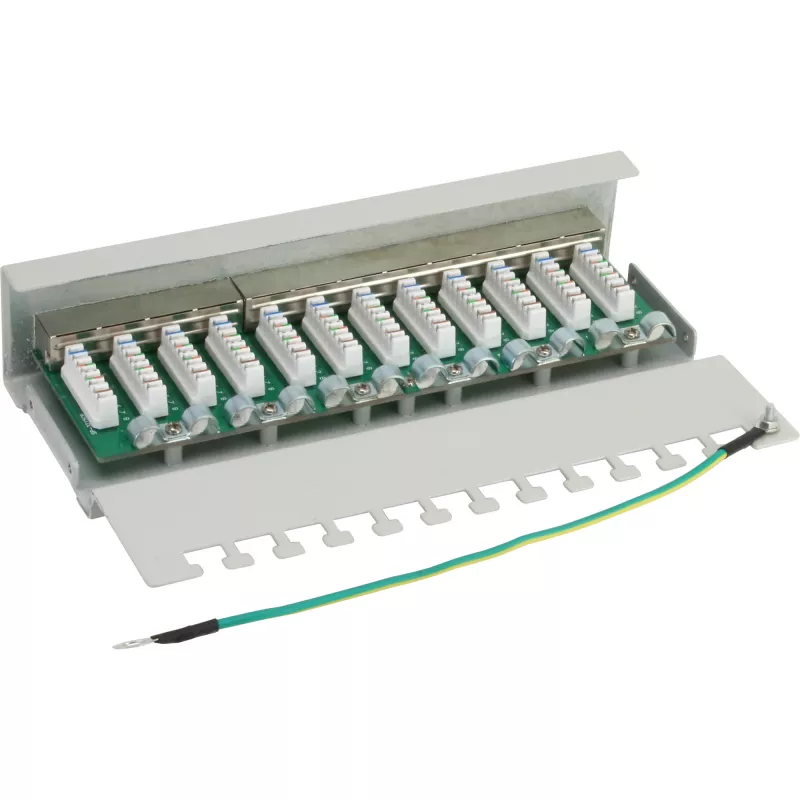 InLine Patchpanel Cat.6 12 poorts tafel-/wandmontage lichtgrijs RAL7035