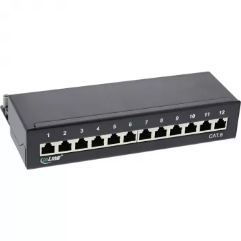InLine Patchpanel Cat.6 12 poorts tafel-/wandmontage zwart RAL9005