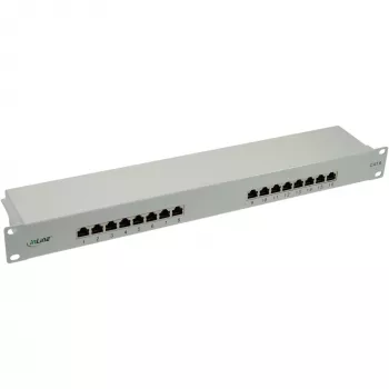 InLine Patchpanel Cat.6 16 poorts 19 inch 1HE lichtgrijs RAL7035