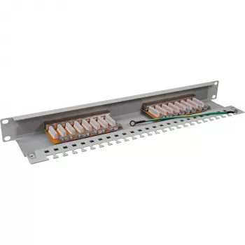 InLine Patchpanel Cat.6 16 poorts 19 inch 1HE lichtgrijs RAL7035