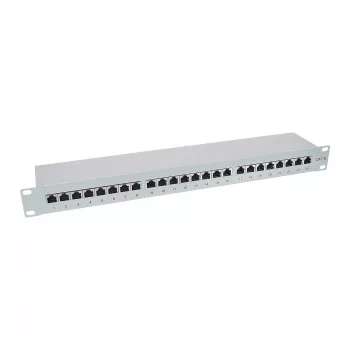 InLine Patchpanel Cat.6 24 poorts 19 inch 1HE lichtgrijs RAL7035