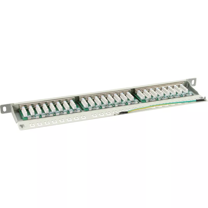 InLine Patchpanel Cat.6 24 poorts 19 inch 0,5 HE lichtgrijs RAL7035